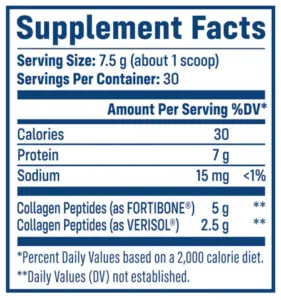 NativePath Bone Health Supplement Facts